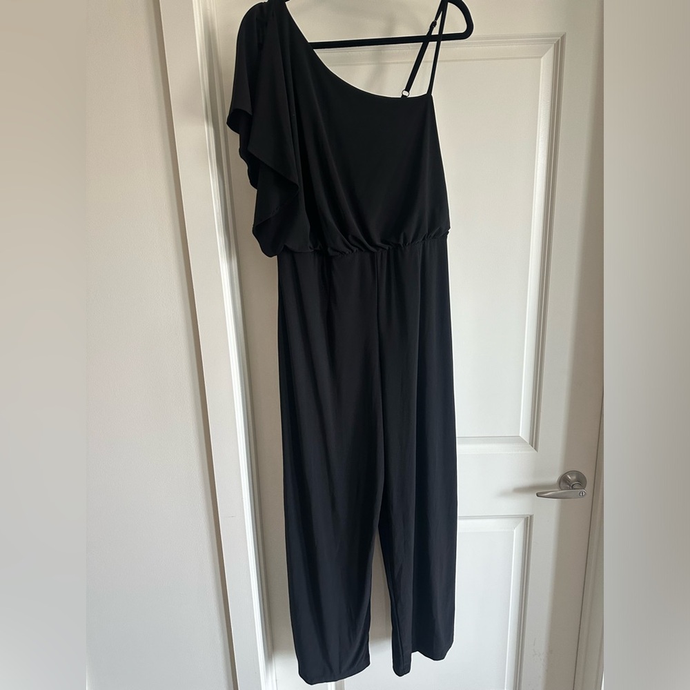 Black One Shoulder Formal Jumpsuit